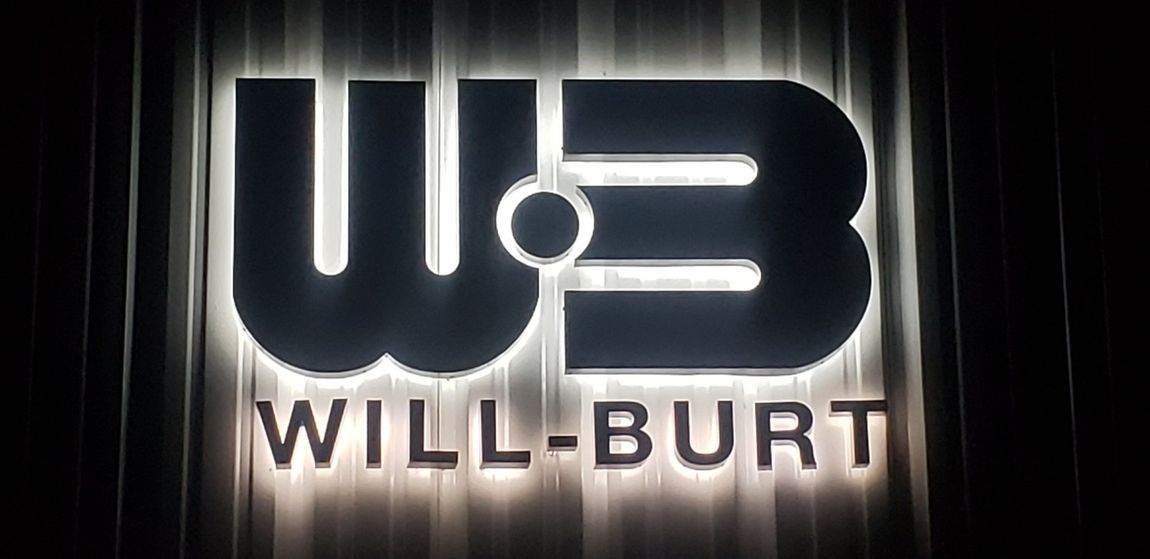 Halo backlit business sign at night