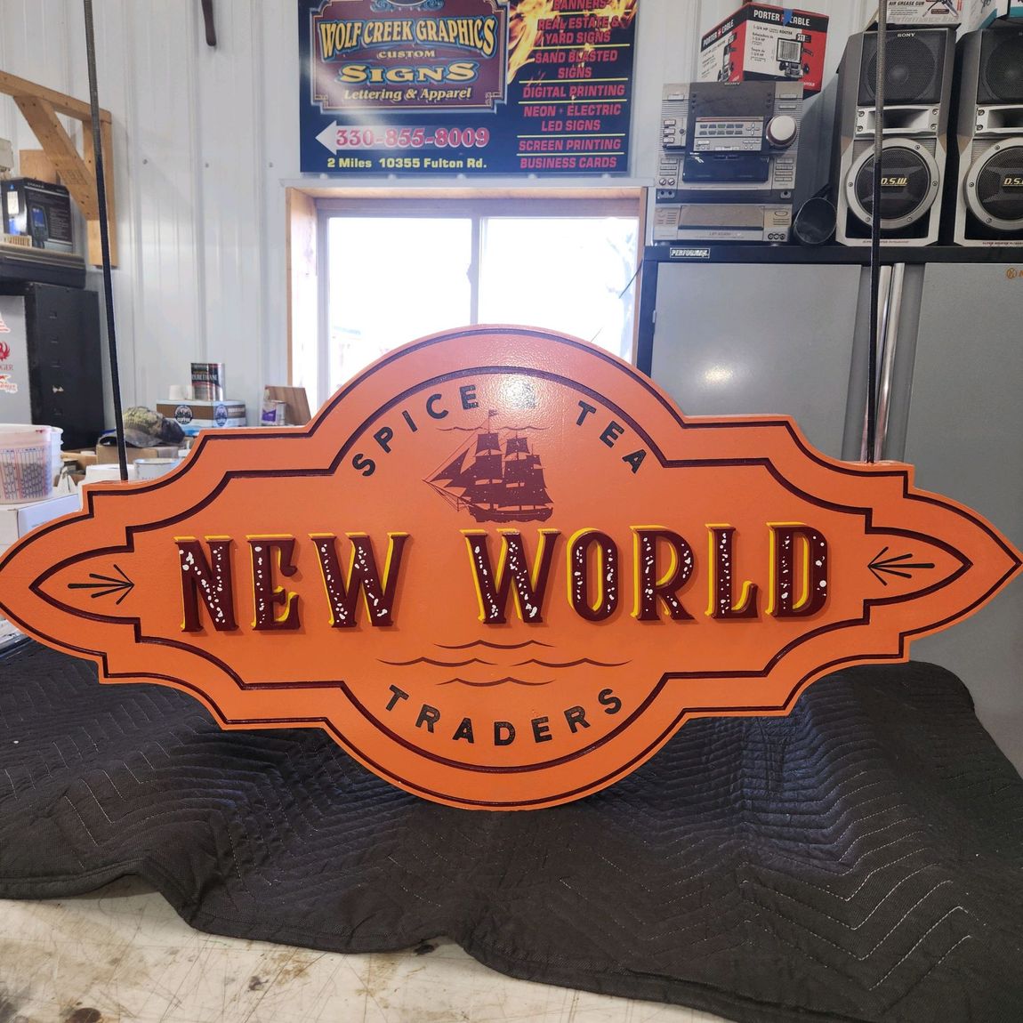 Hand-carved monument sign by Wolf Creek Graphics