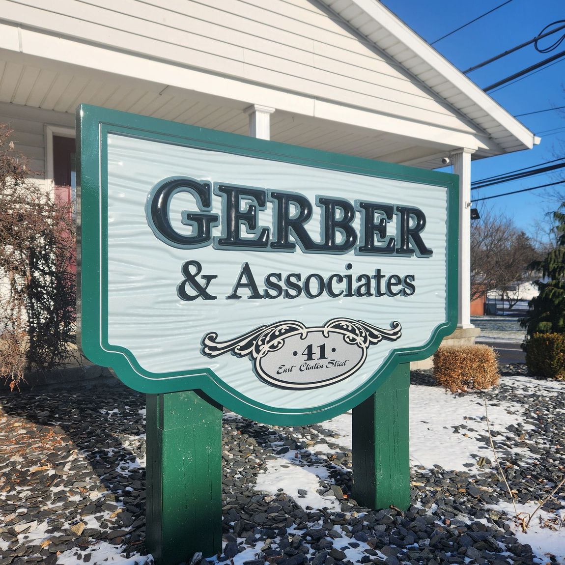 Custom carved business sign